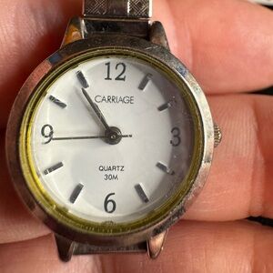 Vintage Carriage Women’s Silver Quartz Watch with stretch band